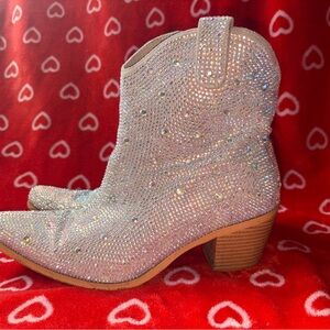 Sparkling Silver Ankle Boots